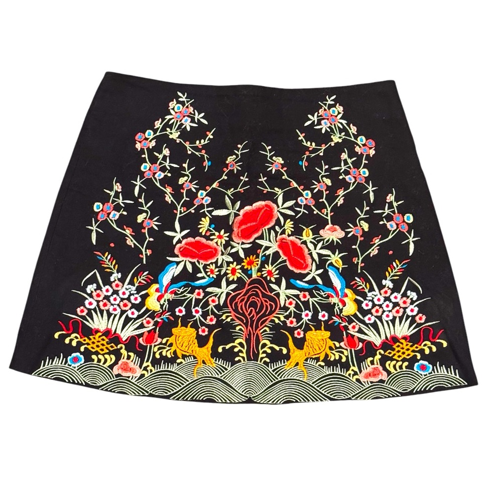Zara Embroidered Floral Mini Skirt